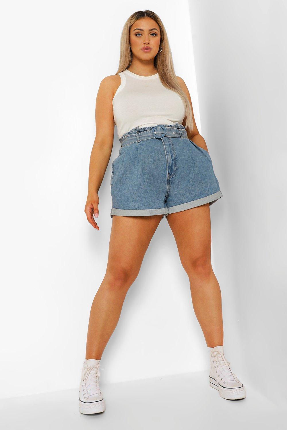 Plus size paperbag waist 2024 shorts